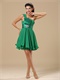 One Shoulder Dark Green Hunter Knee-length Girls Wear Short Skirt