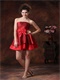 Marroon and Scarlet Taffeta Two Layers Two Colors Prom Dress Short