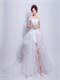 Ruched V neck High Low White Tulle Beach Wedding Dresses Princess
