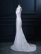 Scoop Lace Column Elegant Wedding Dress Train With Bead Curtains Backside