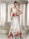 Printed Special Fabric Floor-length Side Zipper Prom Dress With Crystals