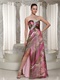 Colorful Printed Chiffon High Slit Show Leg Prom Dress Military