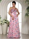 One Shoulder Printing Floral Chiffon Female Prom Dress By Designer
