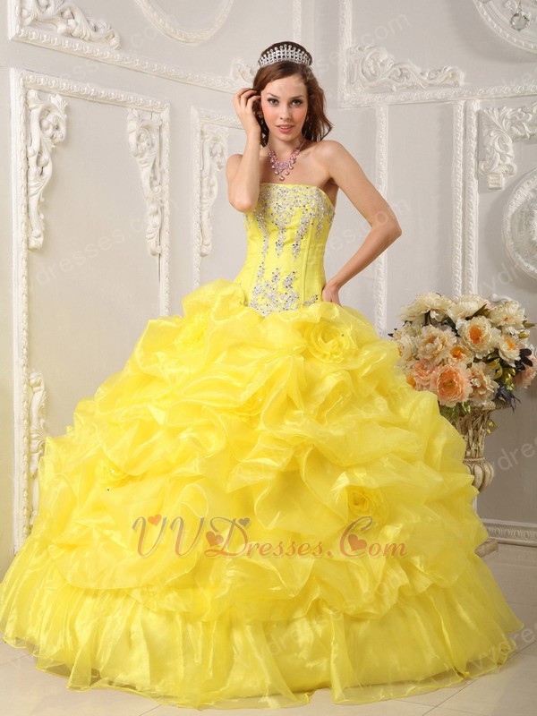 ... Quinceanera Dresses :: Canary Bright Yellow Bubble Skirt Quinceanera