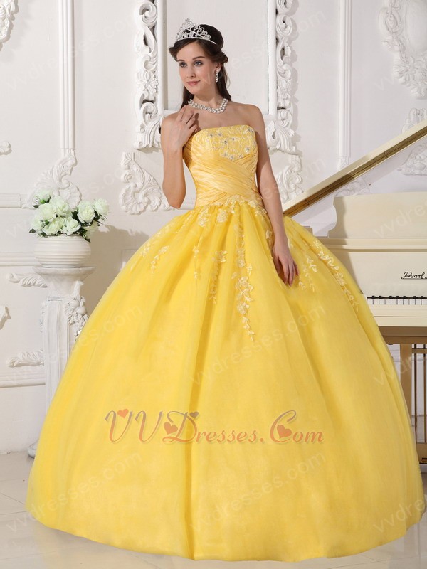 ... Quinceanera Dresses :: Featured Dama Yellow Quinceanera Ball Dress In