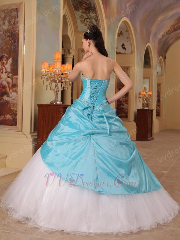 Light Sky Blue And White Sweetheart Quinceanera Dress