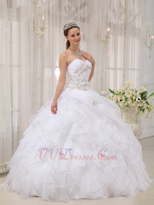 Designer Quinceanera Dresses :: Sweetheart Puffy Cascade Skirt White ...