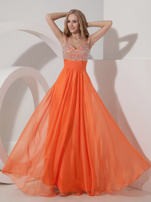 ... Dresses :: Not Expensive Spaghetti Straps Orange Chiffon Beaded Prom ... Dresses :: Not Expensive Spaghetti Straps Orange Chiffon Beaded Prom
