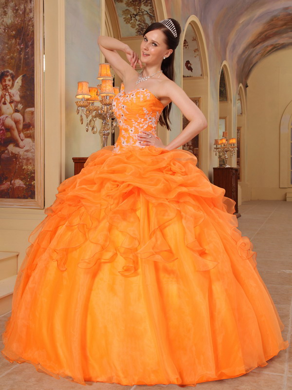orange puffy dress
