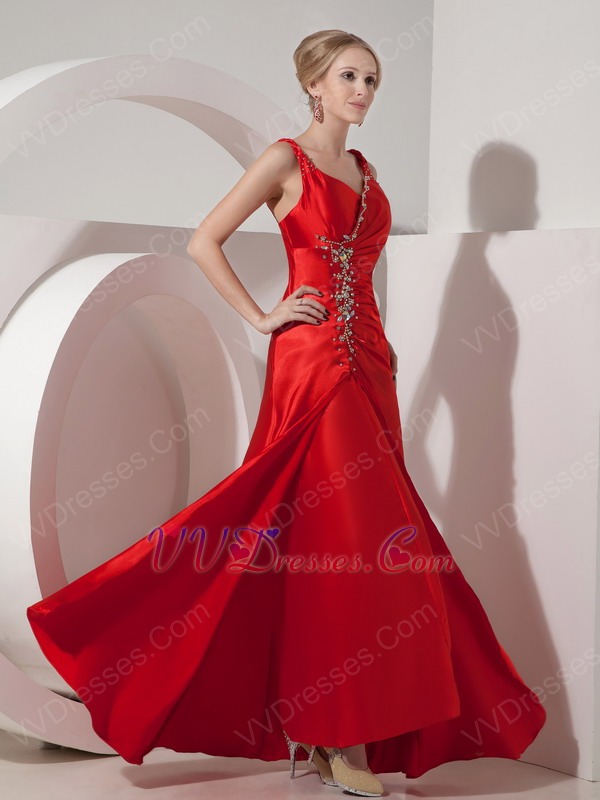 Home :: Red Color Dresses :: Elegant Spaghetti Straps Dark Red Cache ...