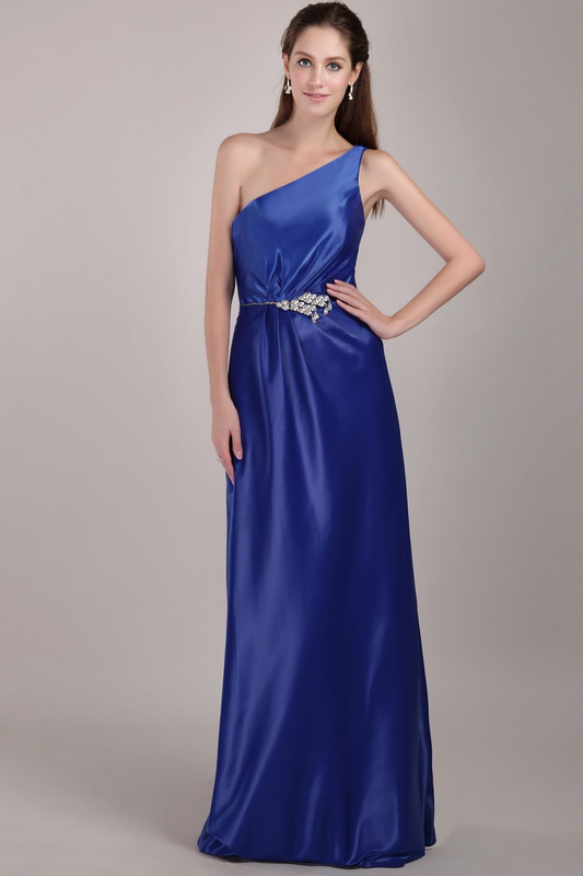 One Shoulder Royal Blue Top Designer Prom Dress