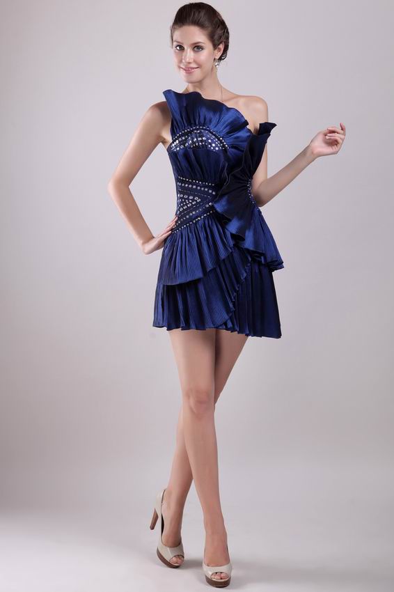 ... Blue Color Dresses :: Navy Blue Strapless Mini-length Short Cheap Prom