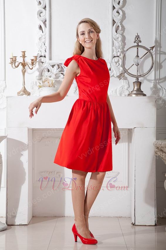 ... Dresses :: Modest Scoop Scarlet Red Short Prom Dress Under 100 Pounds