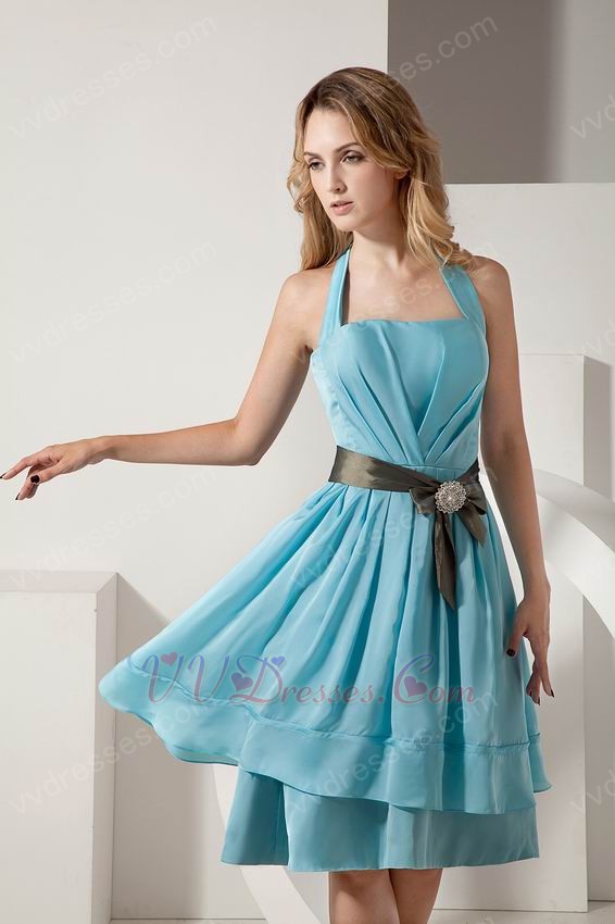 Short Prom Dresses :: Wholesale Aline Short Light Blue Chiffon Short ...