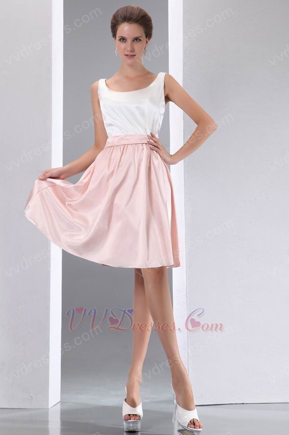 ... Dresses :: Terse Straps Square White And Pink Short Prom Dress On Sale