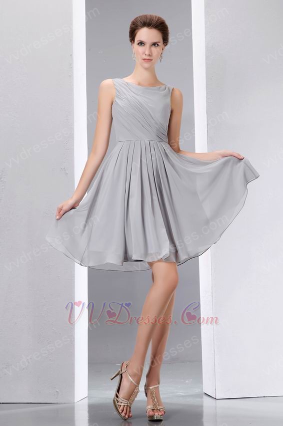 ... Dresses :: Simple Scoop Knee Length Gray Short Prom Dress Under 100