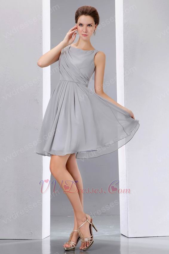 ... Dresses :: Simple Scoop Knee Length Gray Short Prom Dress Under 100