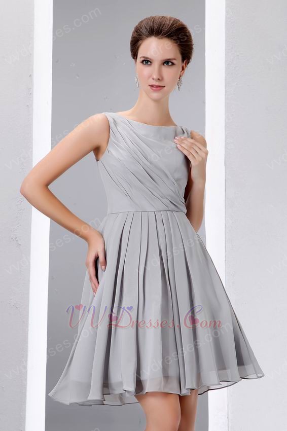 ... Dresses :: Simple Scoop Knee Length Gray Short Prom Dress Under 100