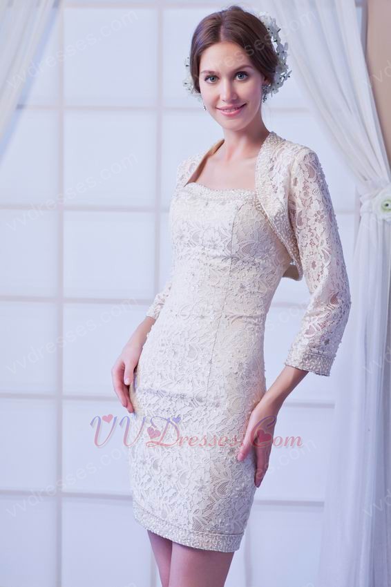 ... :: 2013 New Fahison Champagne Short Lace Prom Dress With Jacket