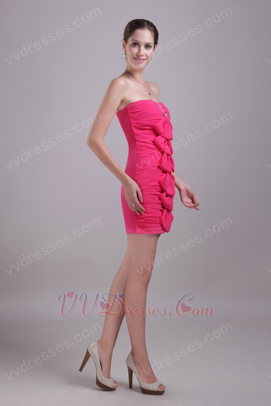 ... Short Prom Dresses :: Hot Pink Chiffon Skirt Top Designer Short Prom